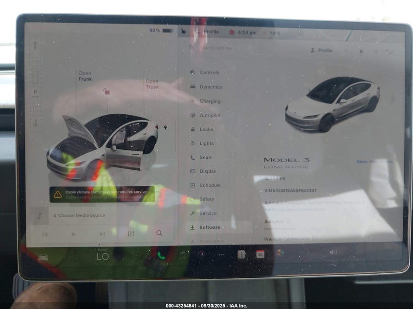 2025 Tesla Model 3 Long Range Rear-Wheel Drive VIN: 5YJ3E1EA5SF924301 Lot: 43254841