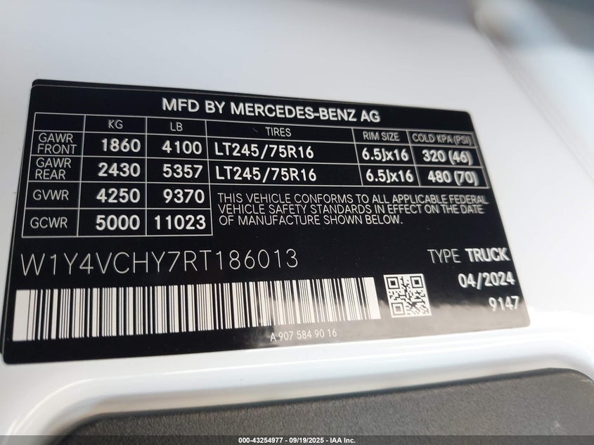 2024 MERCEDES-BENZ ESPRINTER 2500 HIGH ROOF HO - W1Y4VCHY7RT186013