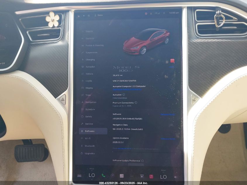 2018 Tesla Model S 100D/75D/P100D VIN: 5YJSA1E26JF254756 Lot: 43255126