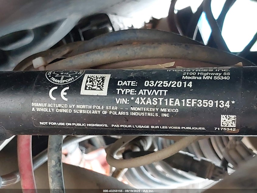 2014 Polaris Rzr 1000 Xp Eps VIN: 4XAST1EA1EF359134 Lot: 43255155