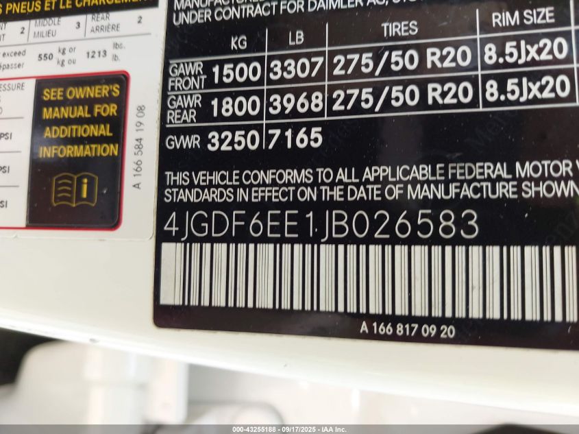 2018 Mercedes-Benz Gls 450 4Matic VIN: 4JGDF6EE1JB026583 Lot: 43255188