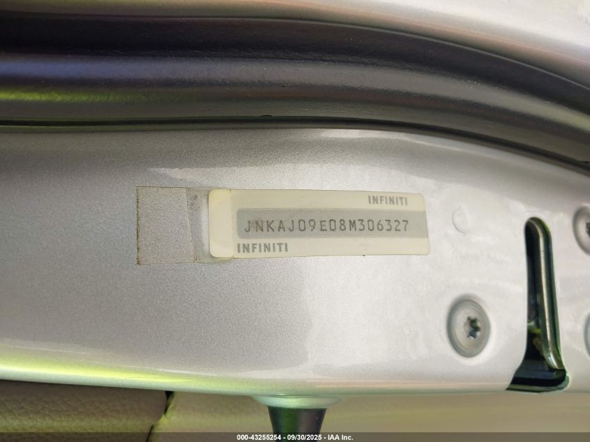 2008 Infiniti Ex35 Journey VIN: JNKAJ09E08M306327 Lot: 43255254