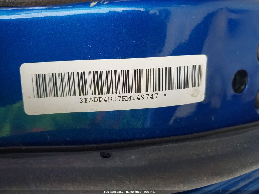 2019 Ford Fiesta Se VIN: 3FADP4BJ7KM149747 Lot: 43255357