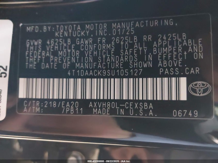 2025 TOYOTA CAMRY SE - 4T1DAACK9SU105127