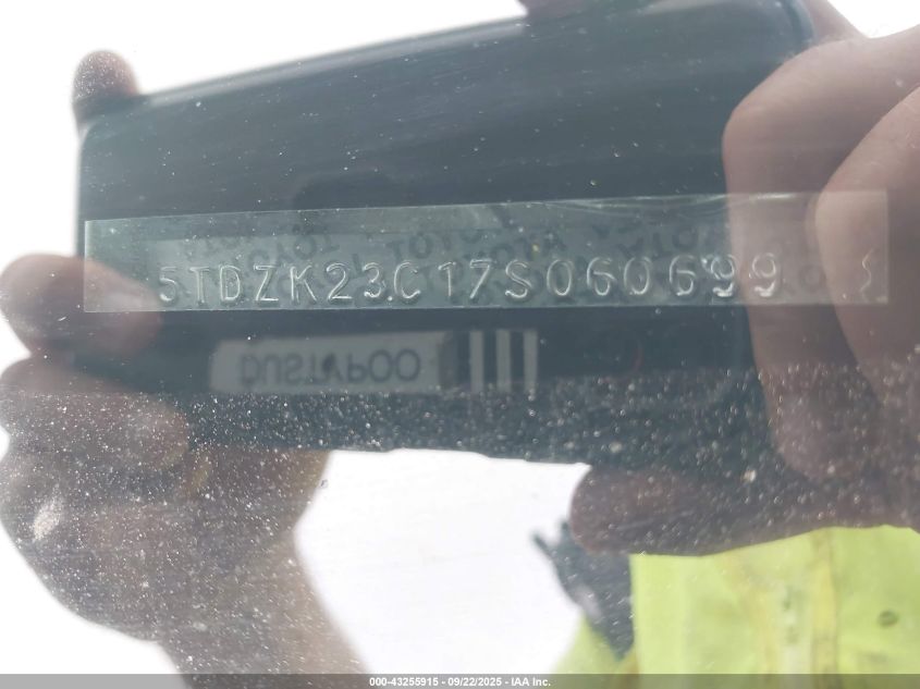 2007 Toyota Sienna Ce/Le VIN: 5TDZK23C17S060699 Lot: 43255915