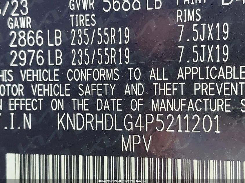 2023 Kia Sorento Hybrid Ex VIN: KNDRHDLG4P5211201 Lot: 43255999