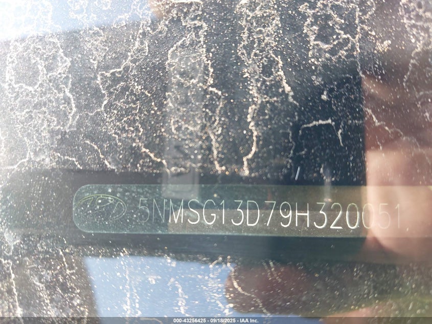 2009 Hyundai Santa Fe Gls VIN: 5NMSG13D79H320051 Lot: 43256425