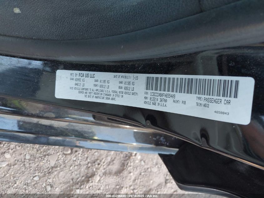 2015 Chrysler 200 Limited VIN: 1C3CCCAB0FN655409 Lot: 43256445