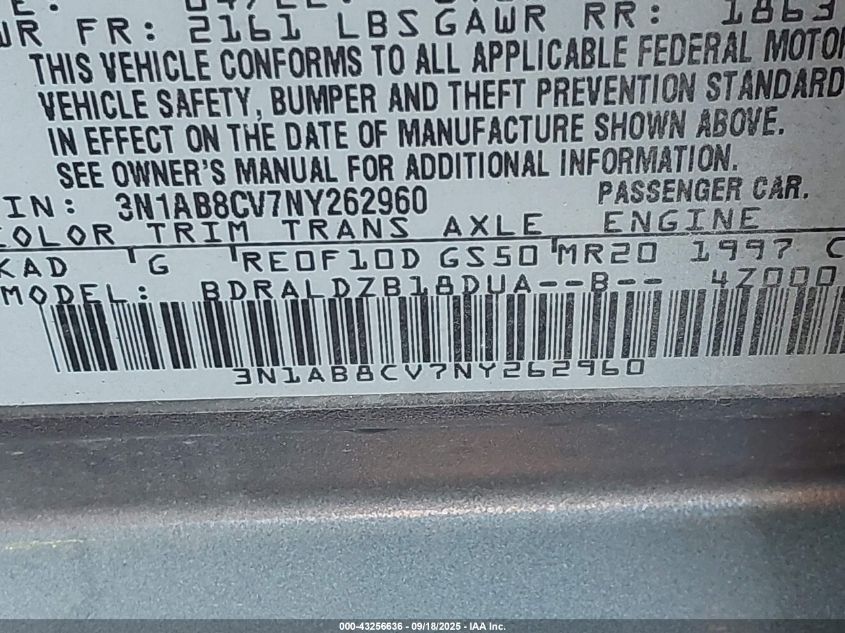 2022 Nissan Sentra Sv Xtronic Cvt VIN: 3N1AB8CV7NY262960 Lot: 43256636