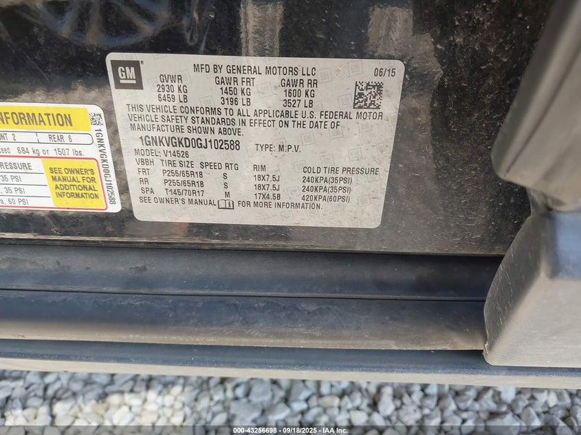 2016 CHEVROLET TRAVERSE 1LT - 1GNKVGKD0GJ102588