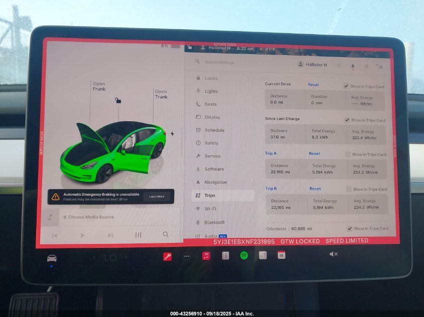 2022 Tesla Model 3 Long Range Dual Motor All-Wheel Drive VIN: 5YJ3E1EBXNF231995 Lot: 43256910