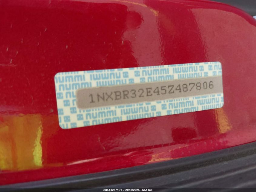 2005 Toyota Corolla S VIN: 1NXBR32E45Z487806 Lot: 43257101