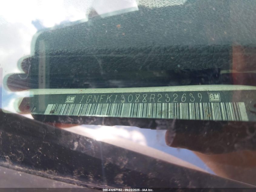 2008 Chevrolet Tahoe Ltz VIN: 1GNFK13088R232639 Lot: 43257152