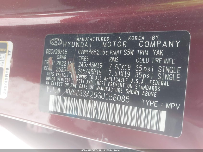 KM8J33A25GU158085 2016 HYUNDAI TUCSON photo no. 9