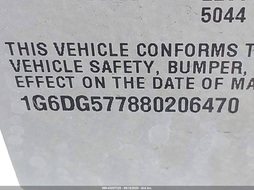 2008 Cadillac Cts Standard VIN: 1G6DG577880206470 Lot: 43257329