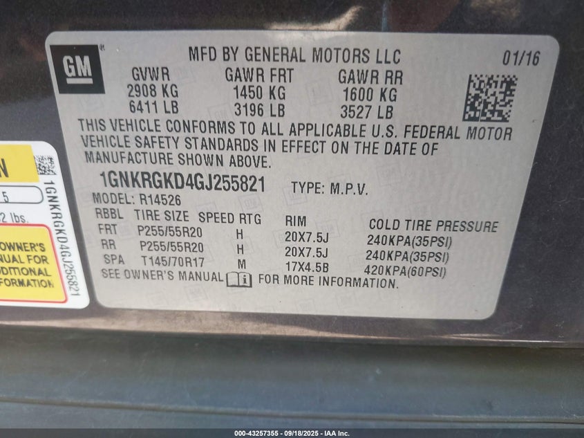 2016 CHEVROLET TRAVERSE 1LT - 1GNKRGKD4GJ255821