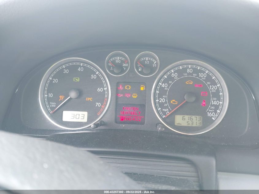 2003 Volkswagen Passat Glx VIN: WVWTH63B03P262487 Lot: 43257380