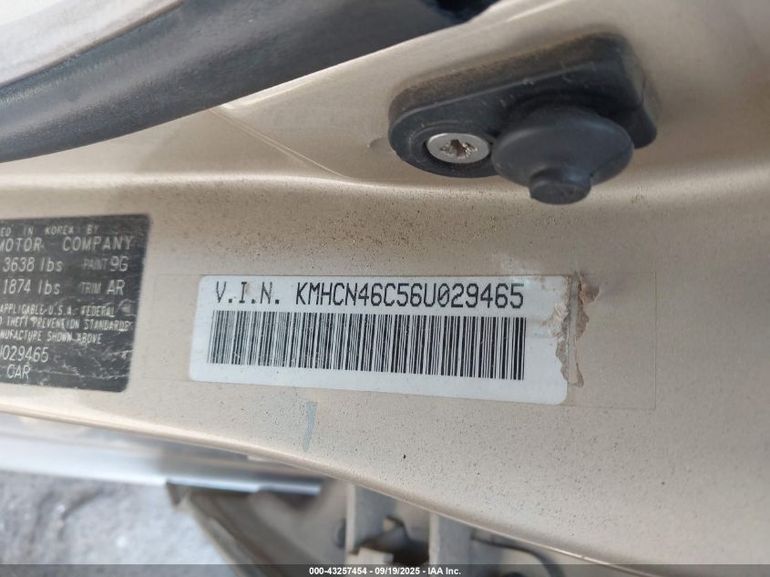 2006 Hyundai Accent Gls VIN: KMHCN46C56U029465 Lot: 43257454