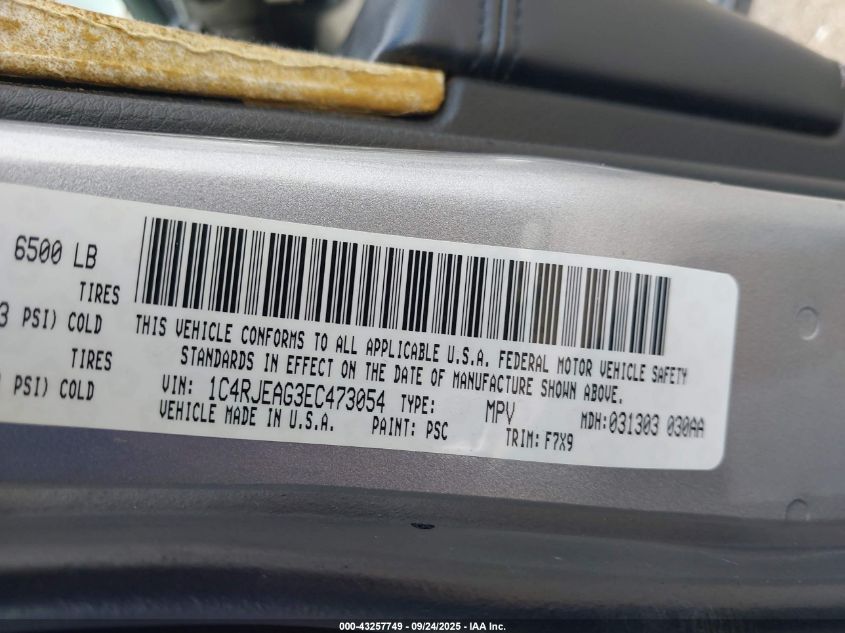 2014 Jeep Grand Cherokee Laredo VIN: 1C4RJEAG3EC473054 Lot: 43257749