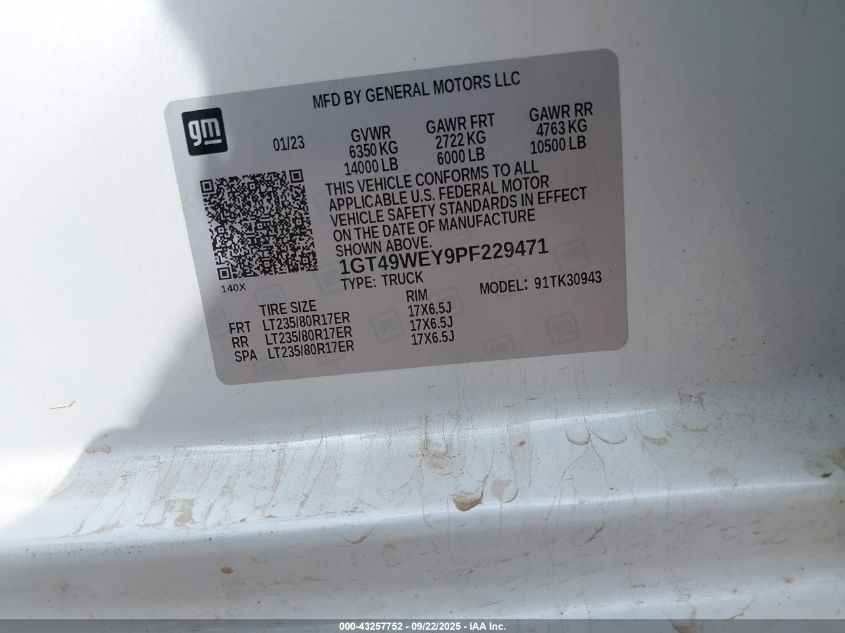 2023 GMC Sierra 3500Hd 4Wd Long Bed Denali VIN: 1GT49WEY9PF229471 Lot: 43257752