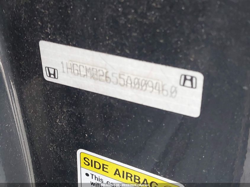 2005 Honda Accord 3.0 Ex VIN: 1HGCM82655A009460 Lot: 43257855