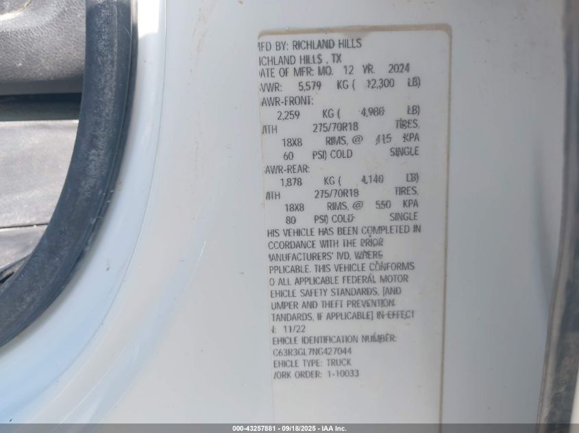 2022 Ram 3500 Tradesman VIN: 3C63R3GL7NG427044 Lot: 43257881