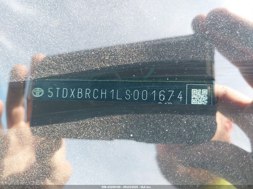 2020 Toyota Highlander Hybrid Limited VIN: 5TDXBRCH1LS001674 Lot: 43258189