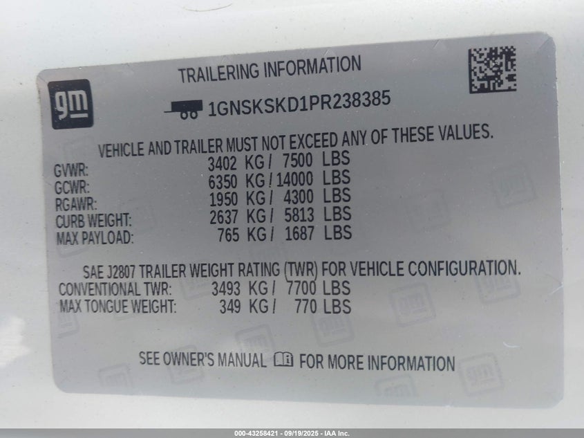 2023 CHEVROLET TAHOE 4WD PREMIER - 1GNSKSKD1PR238385