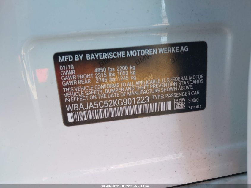 2019 BMW 530I - WBAJA5C52KG901223