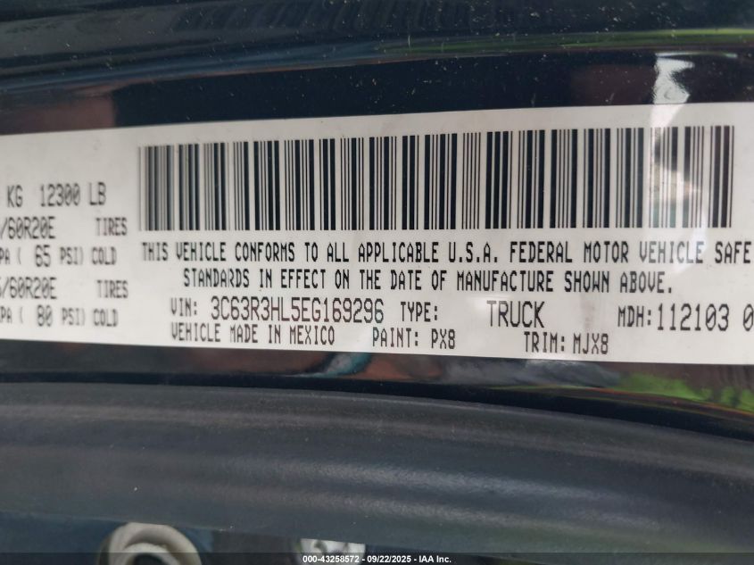 2014 Ram 3500 Big Horn VIN: 3C63R3HL5EG169296 Lot: 43258572