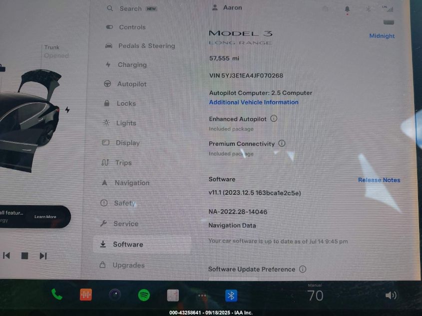 2018 Tesla Model 3 VIN: 5YJ3E1EA4JF070268 Lot: 43258641