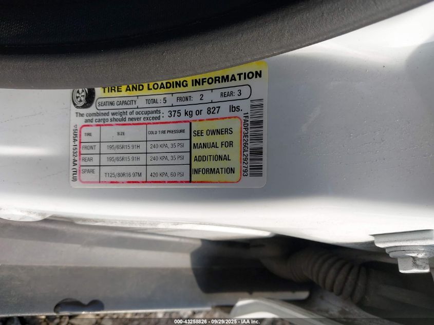 2016 Ford Focus S VIN: 1FADP3E26GL292793 Lot: 43258826