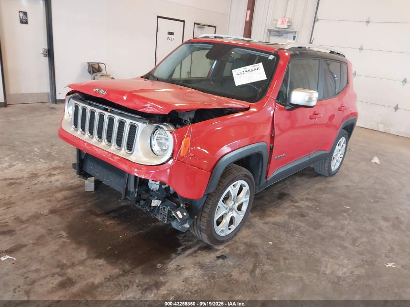 2016 Jeep Renegade Limited VIN: ZACCJBDT8GPC77641 Lot: 43258850