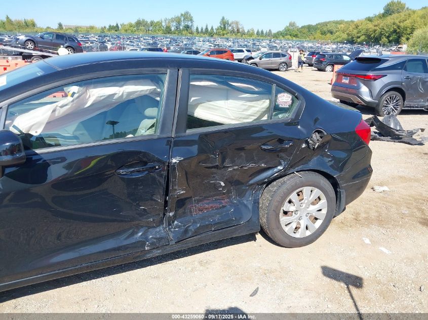 2012 Honda Civic Lx VIN: 19XFB2F52CE093943 Lot: 43259060