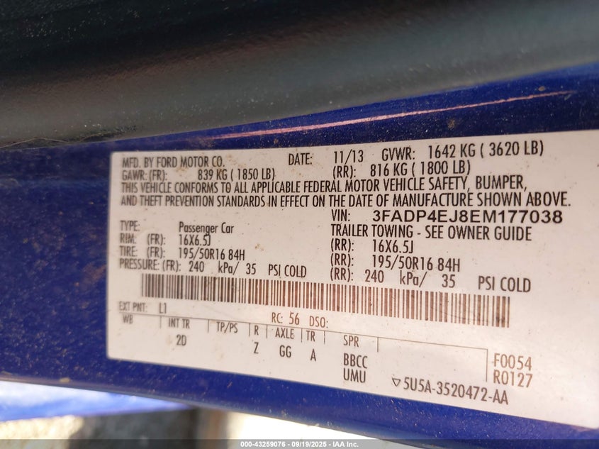 2014 FORD FIESTA SE - 3FADP4EJ8EM177038