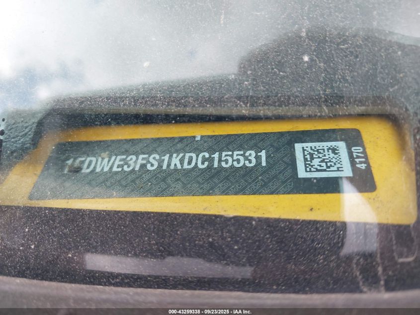 2019 Ford E-350 Cutaway VIN: 1FDWE3FS1KDC15531 Lot: 43259338