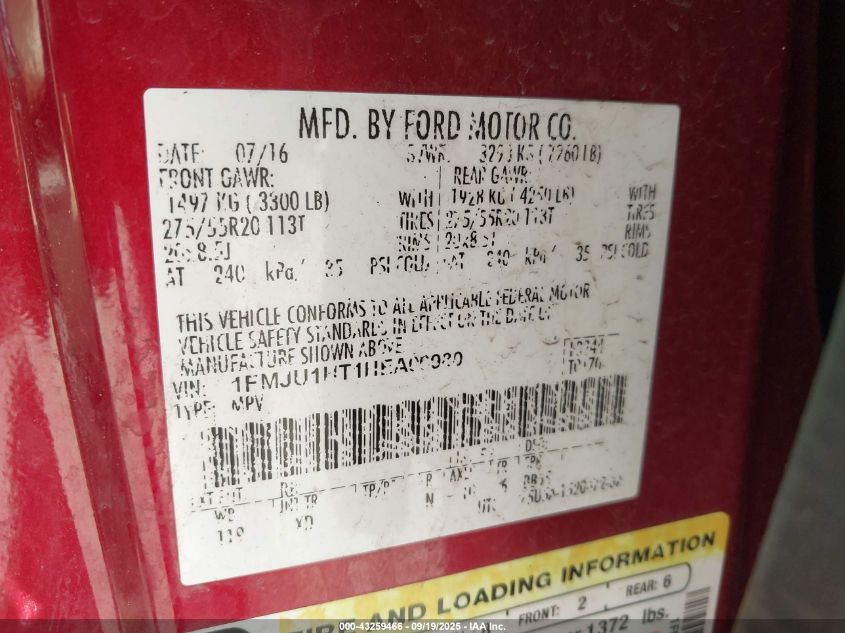 2017 Ford Expedition Xlt VIN: 1FMJU1HT1HEA06980 Lot: 43259466