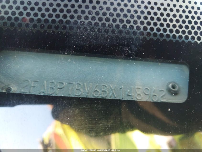 2011 Ford Crown Victoria Police Interceptor VIN: 2FABP7BV6BX148962 Lot: 43259515