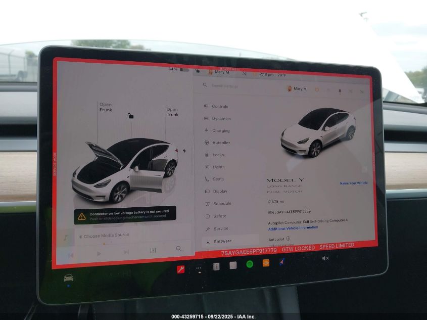 2023 Tesla Model Y Awd/Long Range Dual Motor All-Wheel Drive VIN: 7SAYGAEE5PF917779 Lot: 43259715