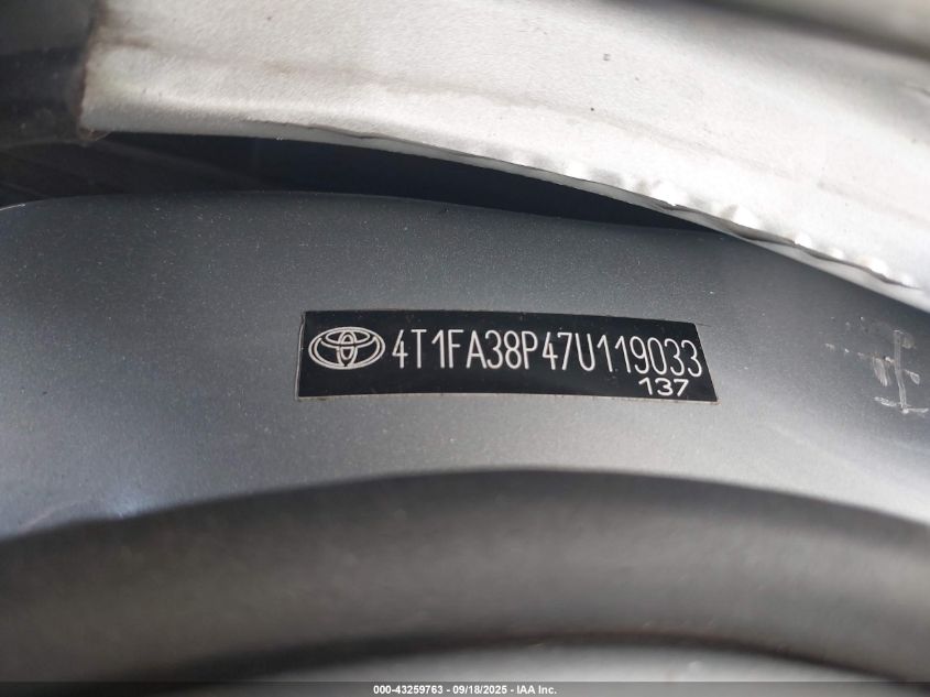 2007 Toyota Camry Solara Sle VIN: 4T1FA38P47U119033 Lot: 43259763