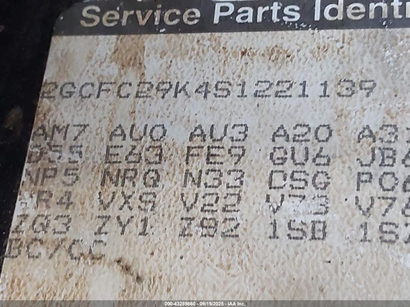 1995 Chevrolet Gmt-400 C2500 VIN: 2GCFC29K4S1221139 Lot: 43259860