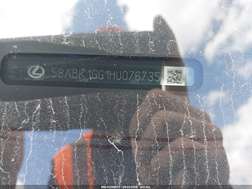 2017 Lexus Es 350 VIN: 58ABK1GG1HU076735 Lot: 43260033