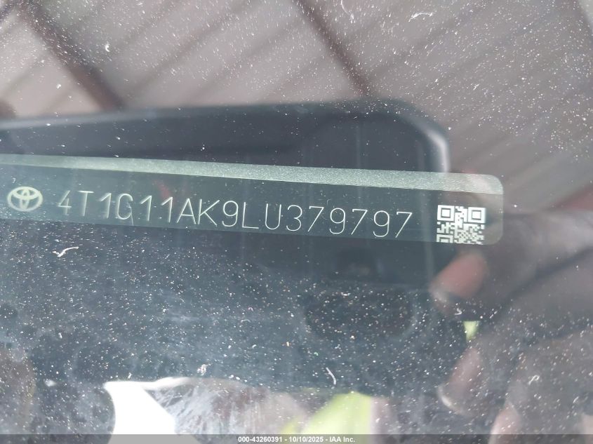 2020 Toyota Camry Le VIN: 4T1C11AK9LU379797 Lot: 43260391