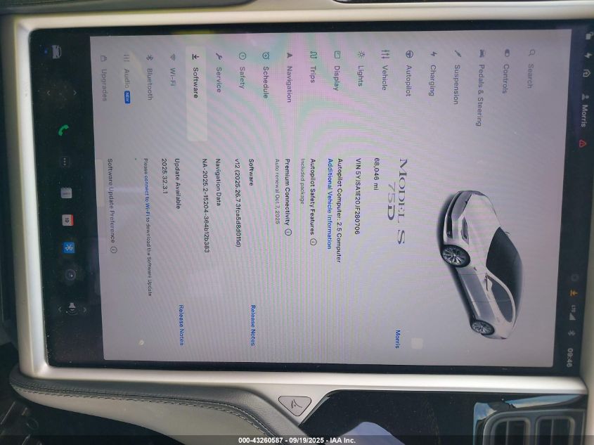 2018 Tesla Model S 100D/75D/P100D VIN: 5YJSA1E20JF280706 Lot: 43260587