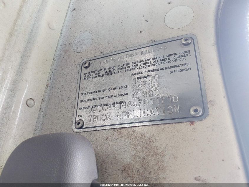 2004 Isuzu W4S042 Npr Hd Dsl Reg VIN: JALC4B14447011710 Lot: 43261199