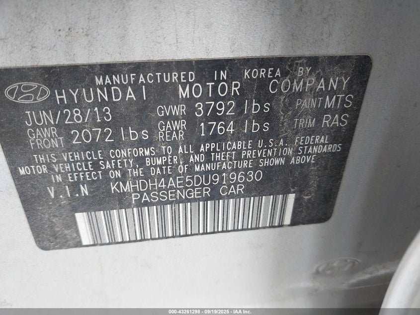 2013 HYUNDAI ELANTRA GLS - KMHDH4AE5DU919630