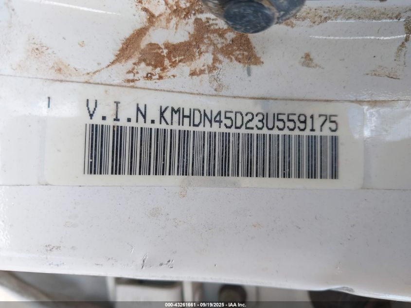 2003 Hyundai Elantra Gls/Gt VIN: KMHDN45D23U559175 Lot: 43261661