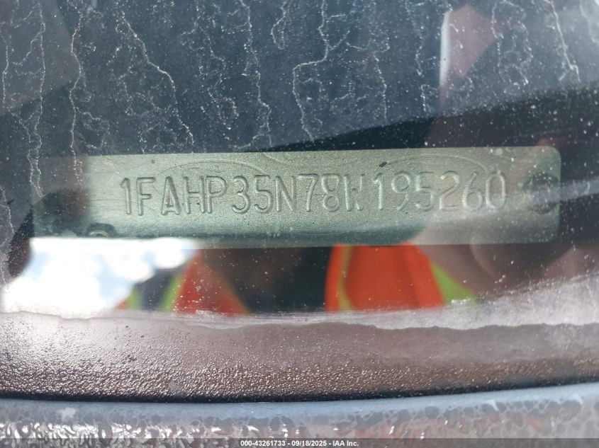 2008 Ford Focus Se/Ses VIN: 1FAHP35N78W195260 Lot: 43261733
