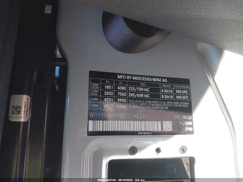 2025 MERCEDES-BENZ SPRINTER 3500 STANDARD ROOF 4-CYL DIESEL HO W1Y5NBHY8ST204829