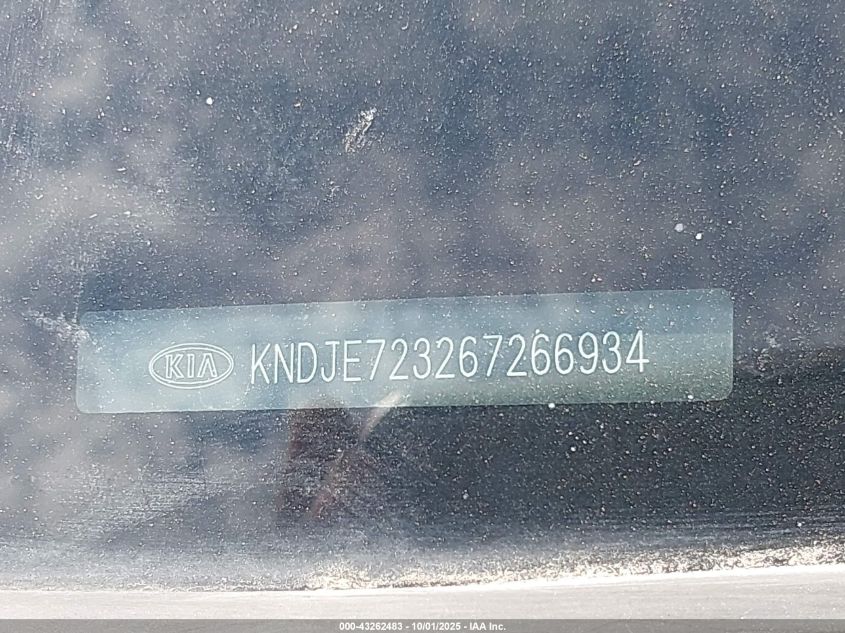 2006 Kia Sportage Ex V6/Lx V6 VIN: KNDJE723267266934 Lot: 43262483